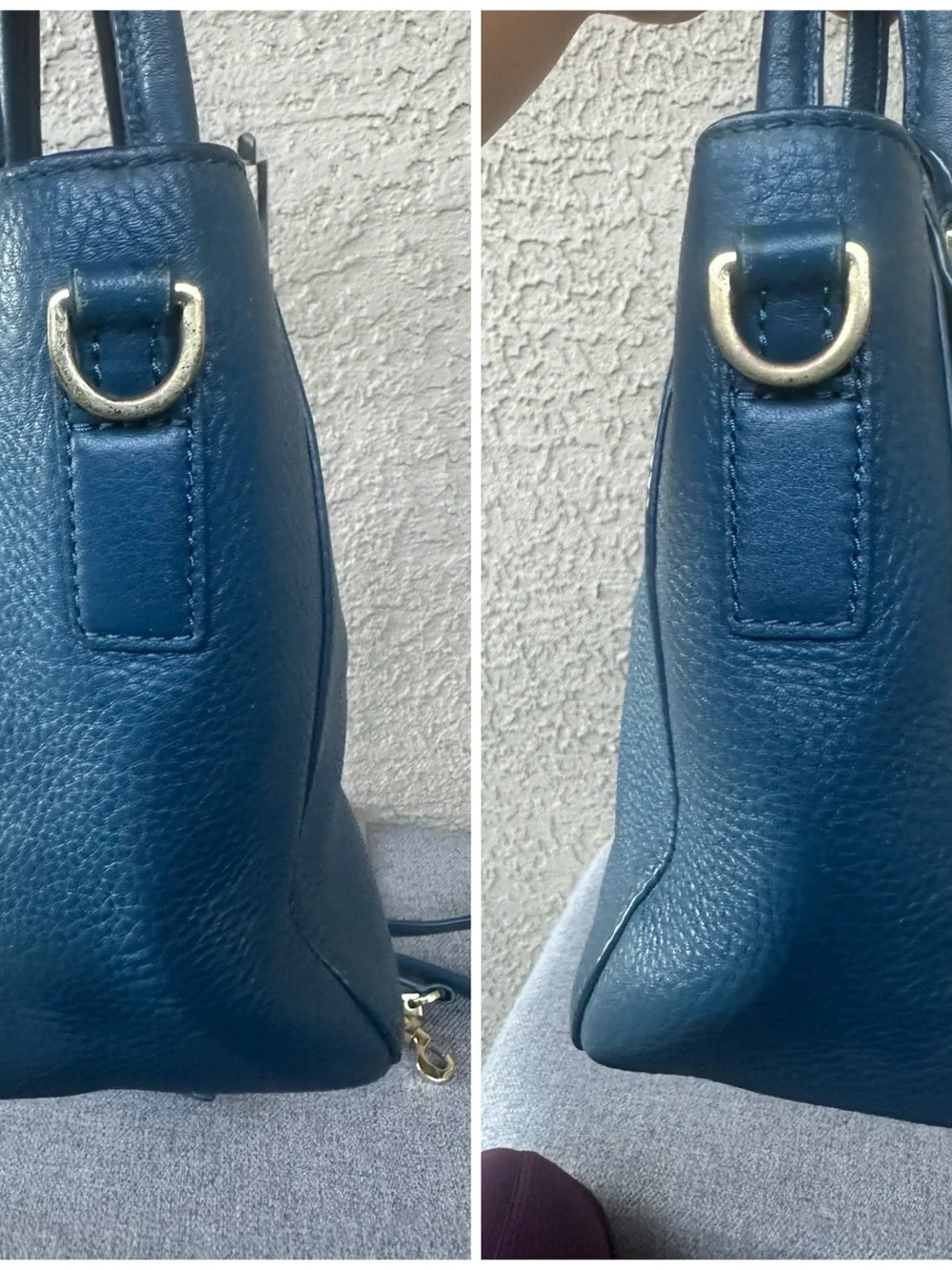 TORY BURCH Blue Leather Satchel with Removable Strap